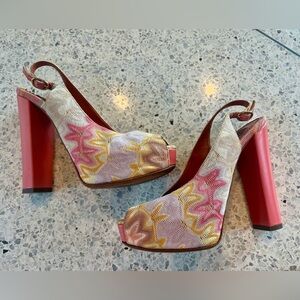 Missoni Vintage Multicolor Zigzag Platform Heels